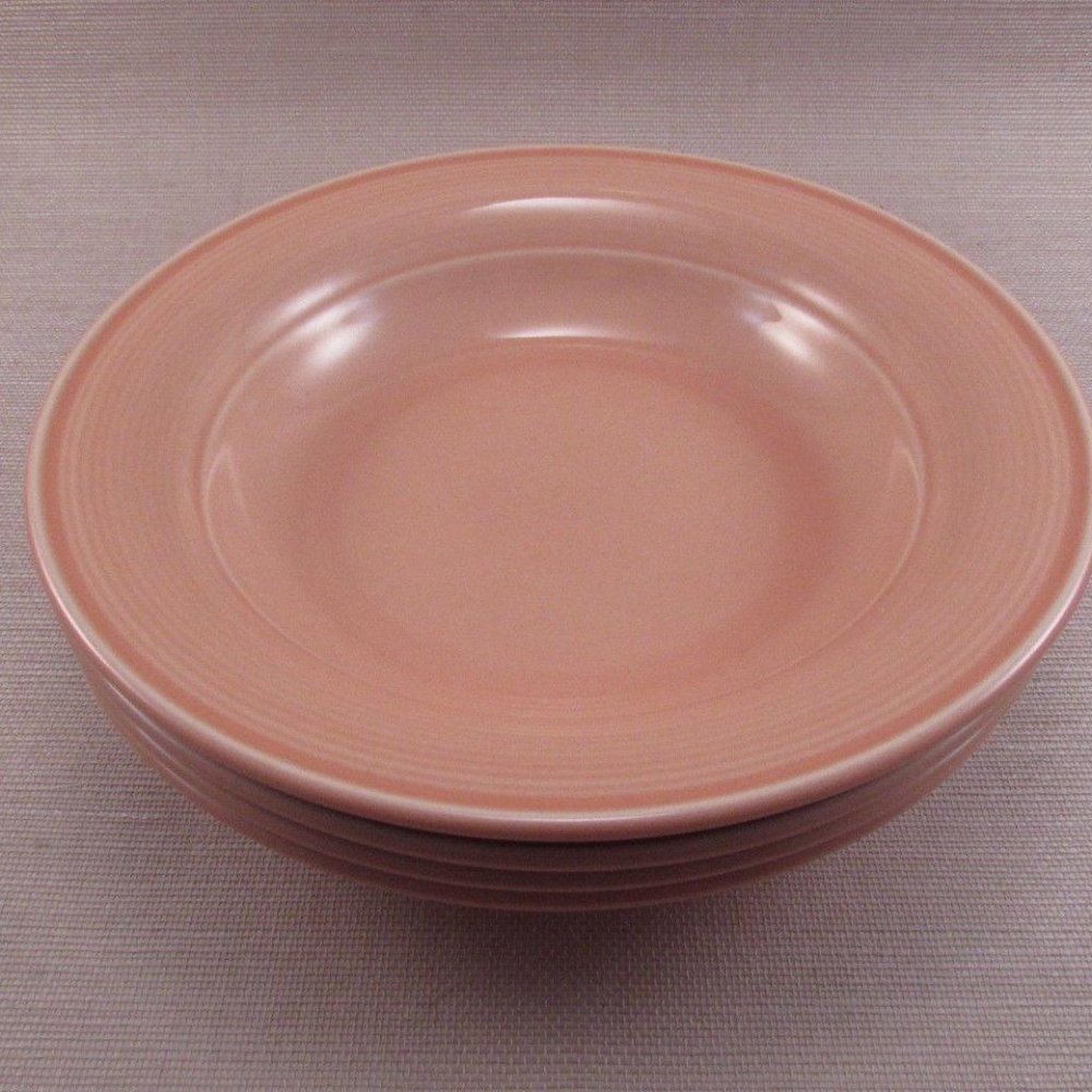 Nancy Calhoun peach pink soup salad bowl rimmed vintage Japan lot of 3